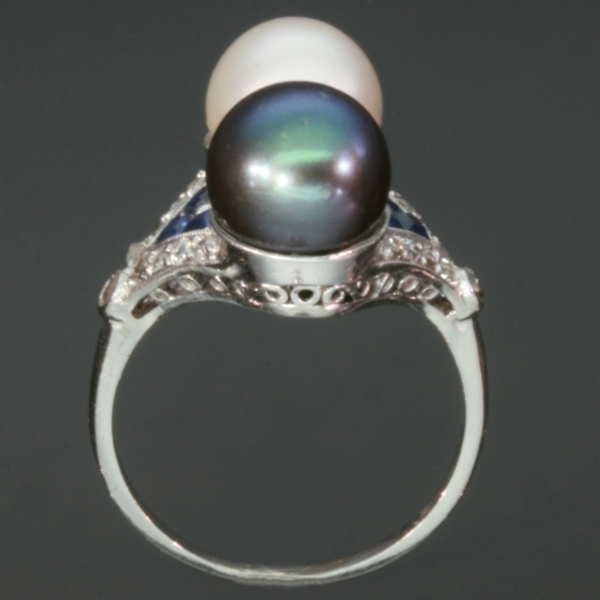 Grey and white pearls Art Deco engagement ring (image 5 of 9)